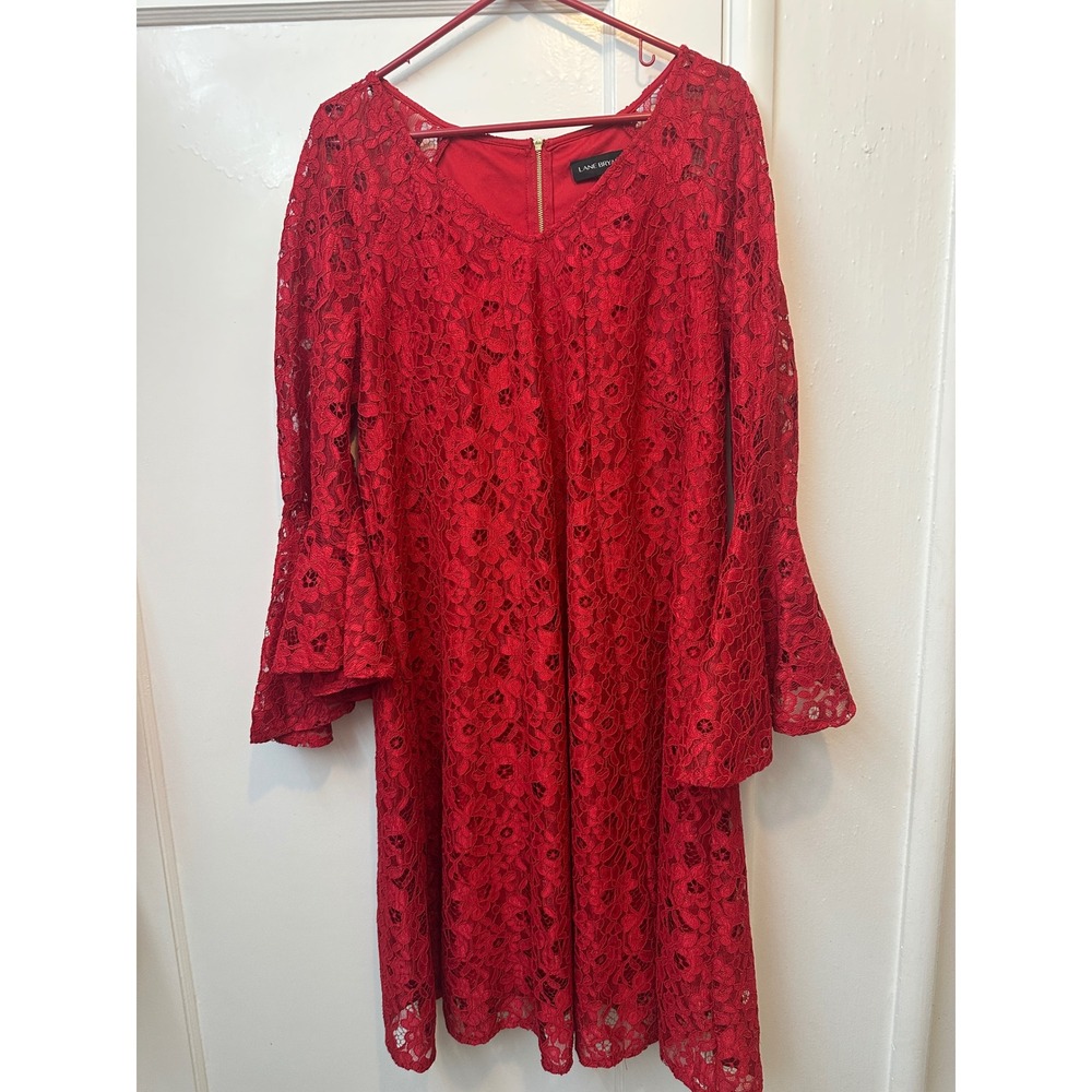 Lacy Red Flouncy Sleeve  A-Line Dress LanE BRYANT SIZE 16